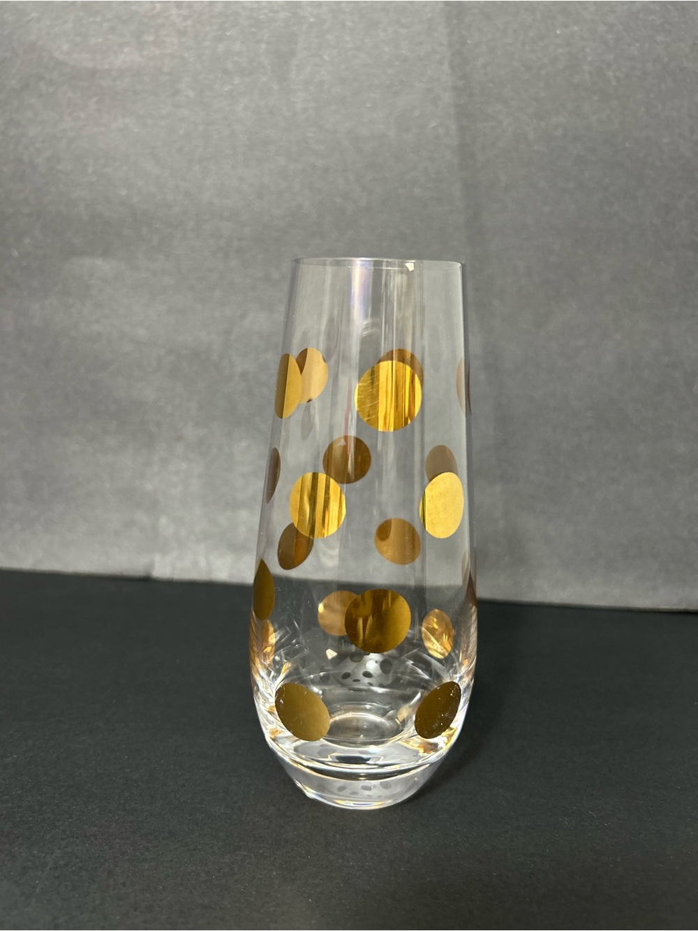 kate spade Clear Glass Vase with Metallic Gold Polka Dots